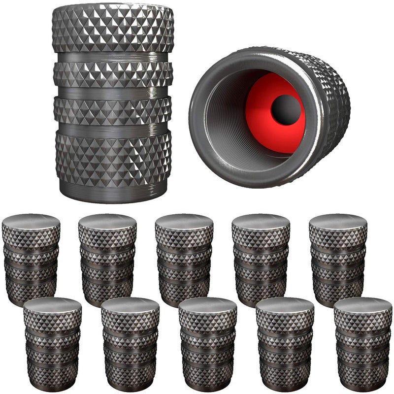 SAMIKIVA (12 Pack) Aluminum Tire Valve Stem Caps, Metal with Rubber Ring, Dust Proof Cover Universal fit for Cars, SUVs, Bike and Bicycle, Trucks, Motorcycles Metal (Gray (12 Pack)) - Image 1